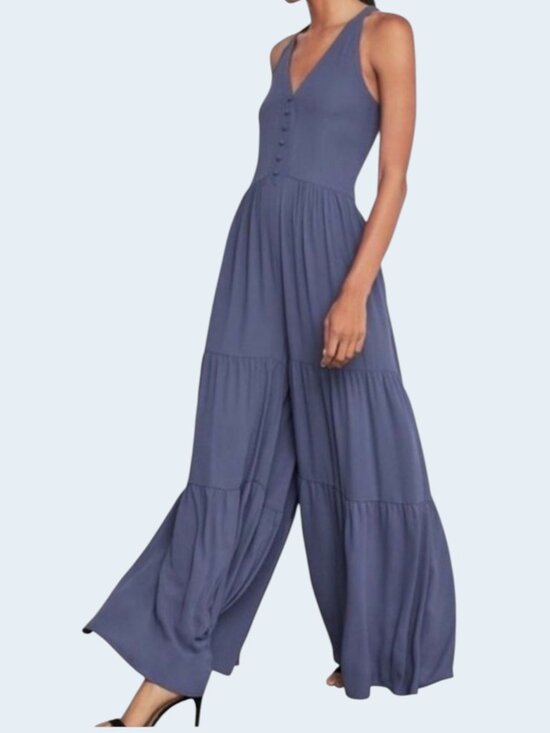 BCBGMaxAzria Pants - BCBGMAXAZRIA Harvie Racerback Culottes Wide Leg Maxi DressJumpsuit Blue Small